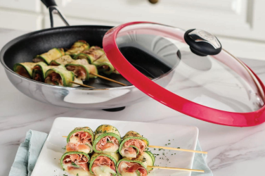 Elevating Culinary Artistry with Deluxe Easy Release Pans: Featuring Serrano Ham and Zucchini Skewers